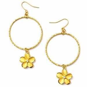 Gold Flower Hoop Earrings